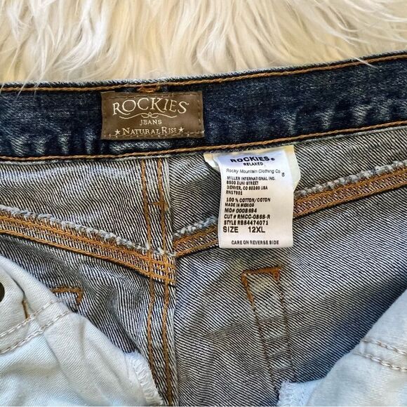 Rockies Jeans Relaxed Women’s Size 12x35 Dark Wash Western Rodeo Raw Hem - Picture 5 of 9